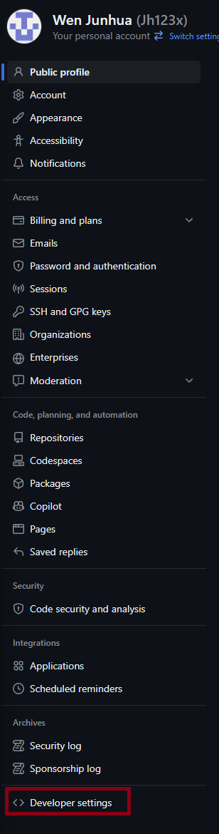 Settings Page